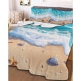 thumbnail image 1 of Ocean Beach Twin Size Down Alternative Comforter, Lightweight Comforter Quilt Bedding Set with Pillow Shams Coastal Nautical Starfish Shells Sea Waves All Seasons Bed Comforter Duvet Insert 68"x86", 1 of 7