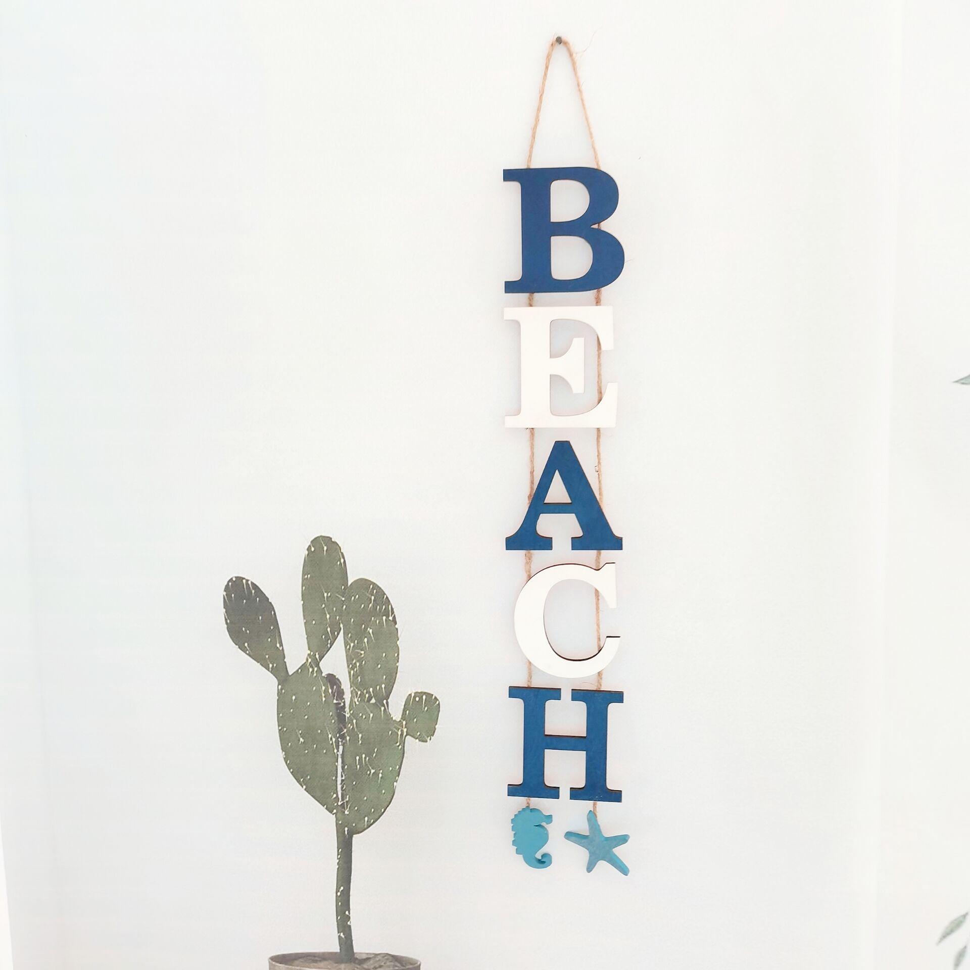 Ocean Beach Wall Sign Rustic Wall Art Decoration for Bathroom Living