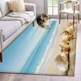 thumbnail image 1 of Ocean Beach Washable Area Rugs 4'x6', Blue Sky Starfish Shell Low Pile Throw Living Room Rug Non-Slip Sturdy Edge Binding Carpet for Indoor Entryway Bedside Kitchen, 1 of 9