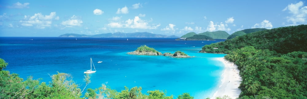 Ocean Beach Water Trunk Bay St John Virgin Islands West Indies Canvas Art - Panoramic Images (27 x 9)