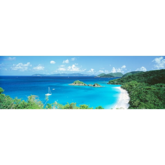 Ocean, Beach, Water, Trunk Bay, St John, Virgin Islands, West Indies Poster Print (36 x 12)