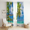 thumbnail image 1 of Ocean Beach Window Curtains Coconut Trees Blackout Curtain for Bedroom Tropical Print Room Decor High Shading(70%) 2 Panels, 1 of 5
