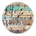 thumbnail image 1 of Ocean Beach Wood Grain StarShell Print Wall Clock Art Silent Non ticking Round Watch for Home Decortaion Gift（10 Inch）, 1 of 6