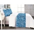 thumbnail image 1 of Ocean Bed Runner Set, Big Waves in Japanese Art Repeated Nautical Concept Repetitive Print, Decorative Bedding Scarf & 2 Pillow Shams for Hotels Homes, King, Sea Blue and Pale Ceil Blue, by Ambesonne, 1 of 3