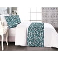 thumbnail image 1 of Ocean Bed Runner Set, Minimalist Nautical Wave Pattern With Curves and Ship in a Bottle Art, Decorative Bedding Scarf & 2 Pillow Shams for Hotels Homes, King, Almond Green and Eggshell, by Ambesonne, 1 of 3
