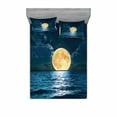 thumbnail image 1 of Ocean Bedding Set with Sheet & Covers, Super Moon over Ocean Surface Midnight View Dreamy Mystic Picture Print, Printed Bedroom Decor 2 Shams, 4 Sizes, Yellow Navy, by Ambesonne, 1 of 3