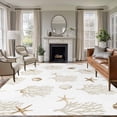 thumbnail image 1 of Ocean Beige Coral Area Rugs 8'x10', Washable Small Throw Rugs for Living Room Patio, Summer Coastal Starfish Conch Nautical Indoor Outdoor Rug Non-Slip Low Pile Carpet Runner Reversible Floor Mats, 1 of 8