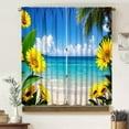 thumbnail image 1 of Ocean Blackout Curtains,Seaside Scenery Tropical Hawaii Hot Summer Sunflowers Flowers Palm Trees Print Rod Pocket Window Treatments Drapes for Bedroom Living Room Kitchen 42" W X 54" L, 1 of 6