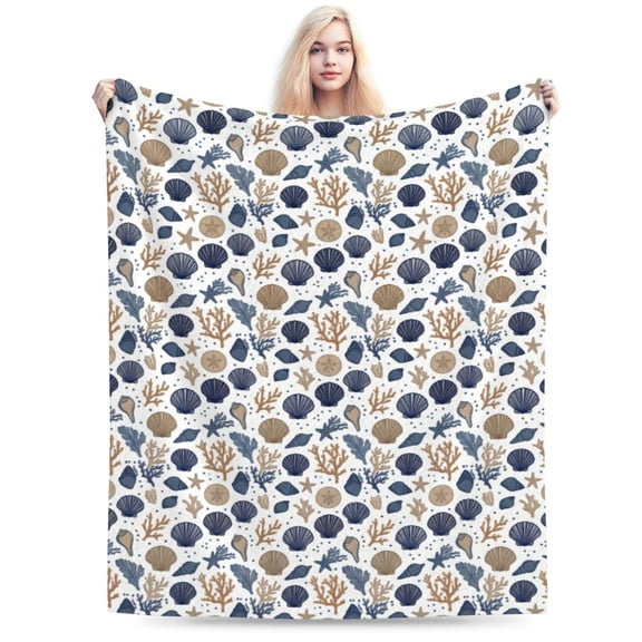 Ocean Blanket, Soft Cozy Flannel Throw for Home Decor, Warm Accent Blanket for Sofa Couch Chair and Bedroom 50x40