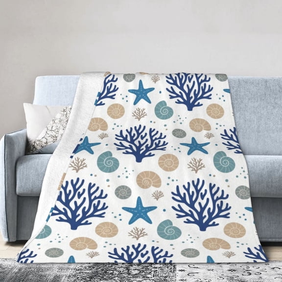 Ocean Blanket, Soft Warm Flannel Throw, Cozy Winter Couch Blanket for Home 50x40