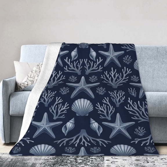 Ocean Blanket, Soft Warm Flannel Throw, Cozy Winter Couch Blanket for Home 50x40