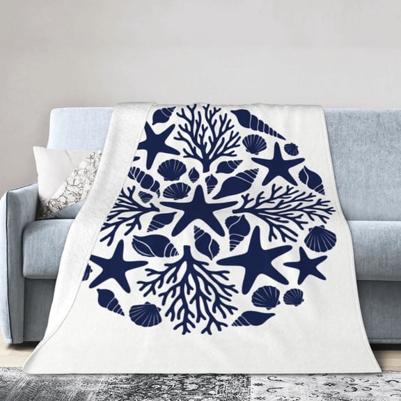 Ocean Blanket, Soft Warm Flannel Throw, Cozy Winter Couch Blanket for Home 50x40