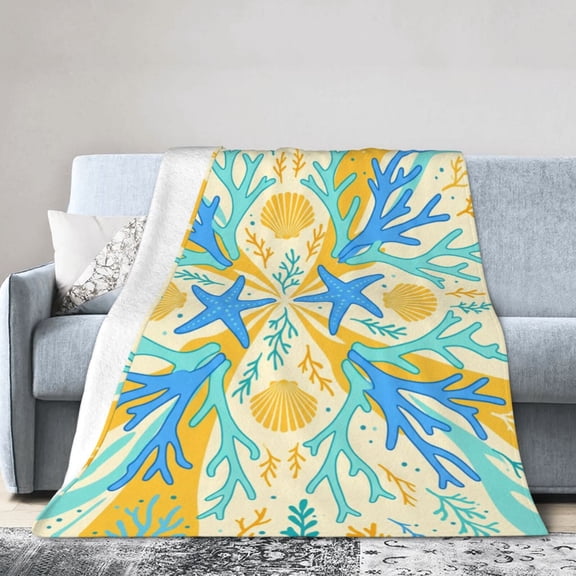 Ocean Blanket, Soft Warm Flannel Throw, Cozy Winter Couch Blanket for Home 50x40