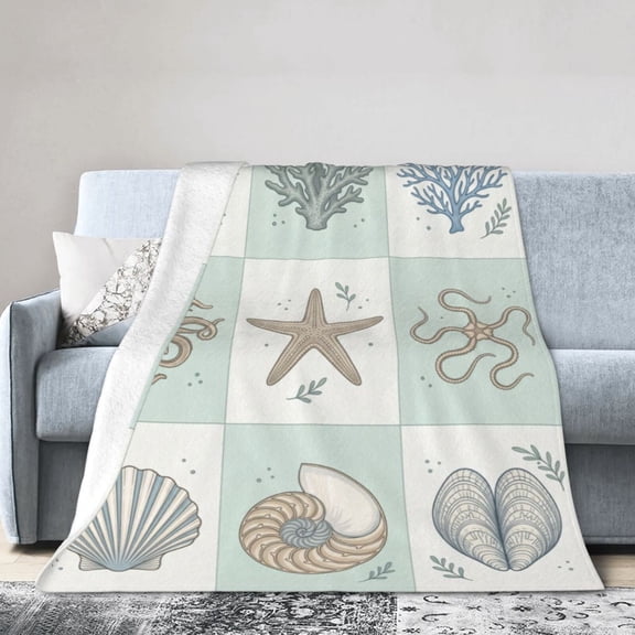 Ocean Blanket, Soft Warm Flannel Throw, Cozy Winter Couch Blanket for Home 50x40