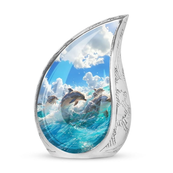Ocean Bliss Dolphins Cremation Urn - Small Urn For Ashes - Urn For Ashes Adult Keepsake 3 inch