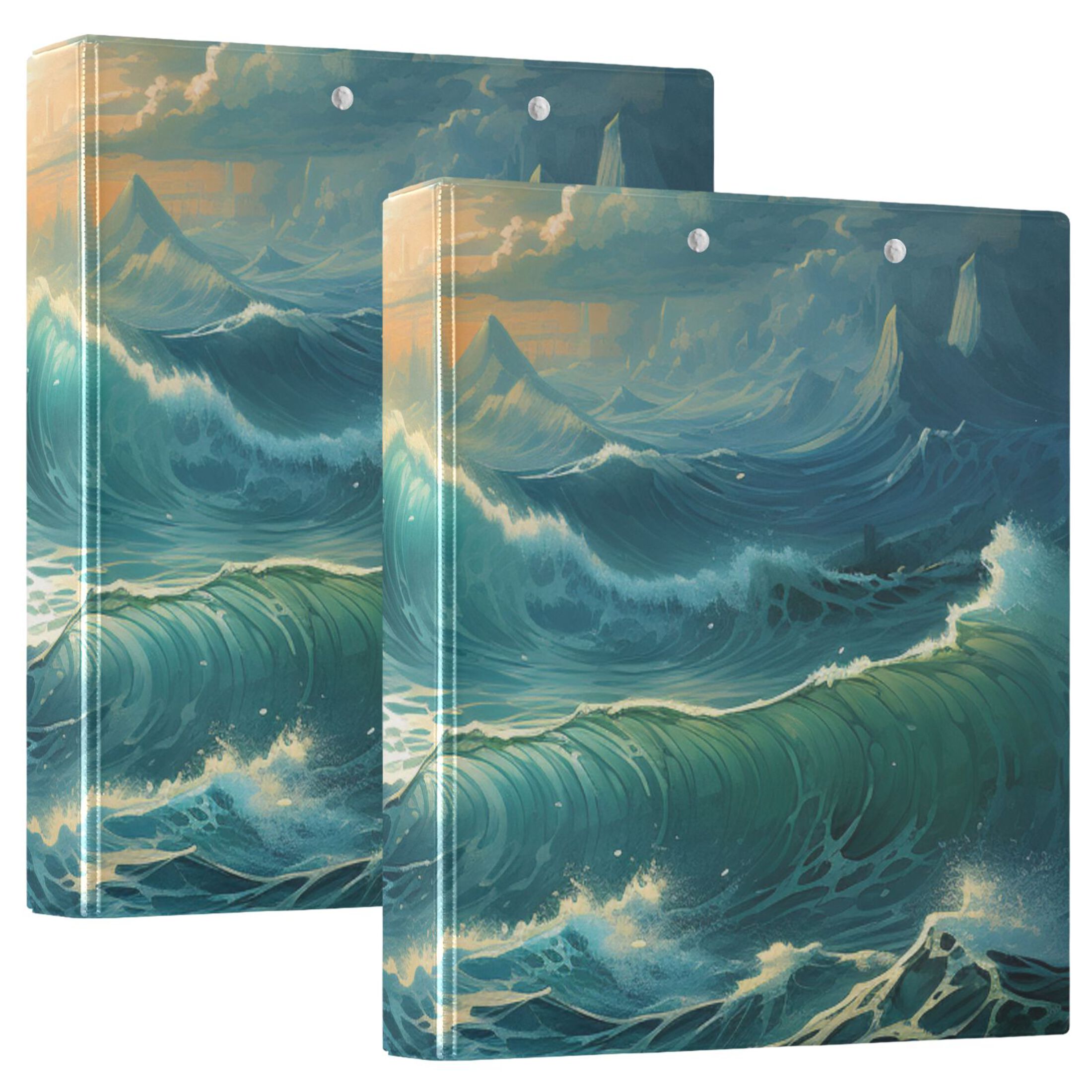 Ocean Blue 3 Ring Binders 1.5 inch Hardcover File Folders with Interior Pockets A4 Size Organizer for School Office Hospital
