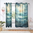 thumbnail image 1 of Ocean Blue Blackout Curtains 63 inch Length 2 Panels Window Decoration Curtains for Bedroom Living Room, 1 of 6