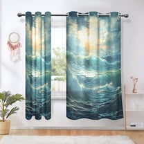 Ocean Blue Blackout Curtains 63 inch Length 2 Panels Window Decoration Curtains for Bedroom Living Room