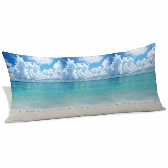 Ocean Blue Body Pillow Covers 20"x60", Beach Nature Coast Sea Shore Sky Seawater Soft Brushed Microfiber Breathable Throw Pillow Covers, Pillowcase with Zipper for Couch Sofa Bedroom Living Room