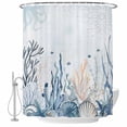 thumbnail image 1 of Ocean Blue Coral Shower Curtain, Waterproof Shower Curtains for Bathroom, Summer Coastal Starfish Flower Washable Fabric Bathtub Curtain Set Bath Decor with 12 Hooks Standard 72"x72", 1 of 8