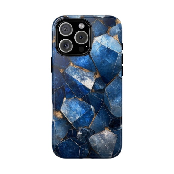 Ocean Blue Crystal Rock Geode Stones Abstract Artistic Pattern Phone Case for iPhone 11 12 13 14 15 16 17 Pro Max