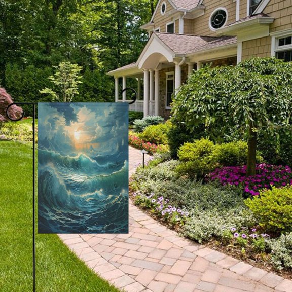 Ocean Blue Garden Flag Double Sided 12 x 18 Inch Outside Yard Decoration Outdoor Flag