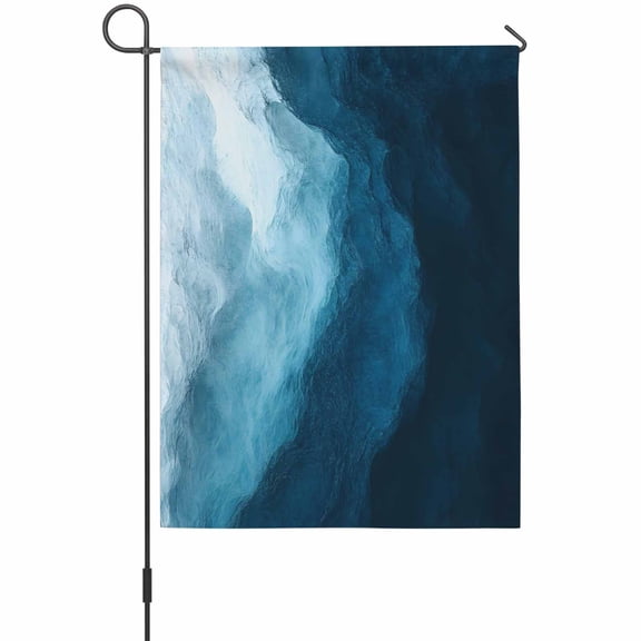 Ocean Blue Gradient Garden Flag 12 x 18 Inches, Wave Beach Coastal Weather Proof Outdoor Patio Flags Double Sided Small Garden Decoration for Yard Outside Home
