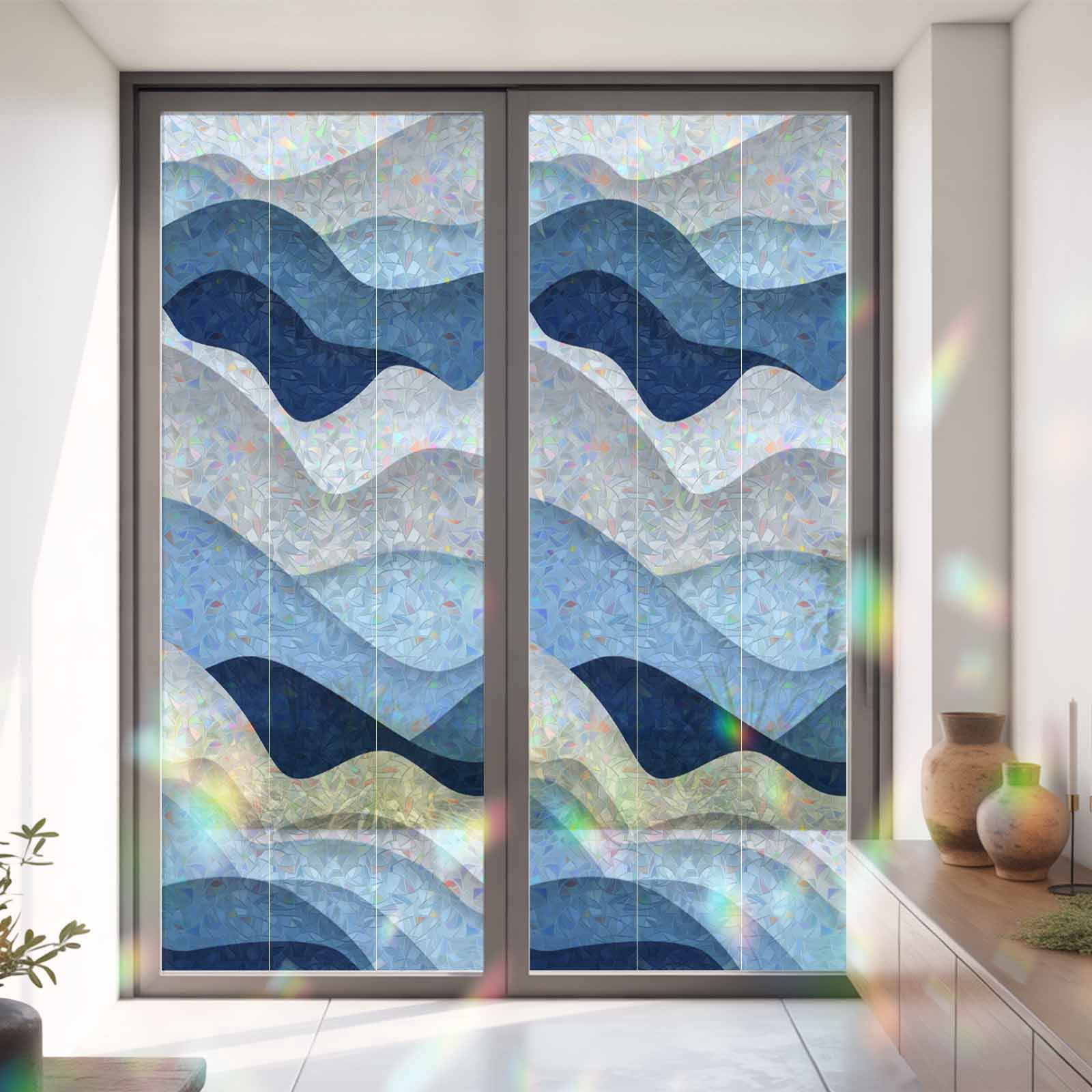 Ocean Blue Gradient Water Ripples Window Privacy Film,Decorative ...