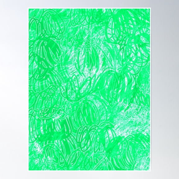 Ocean Blue Green Abstract Circular Artwork Poster Wall Art, Modern Wall Decor, 24x36 UNFRAMED