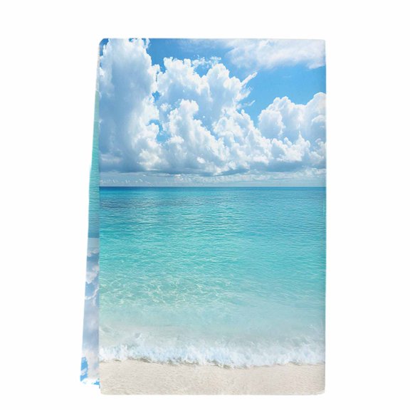 Ocean Blue Microfiber Kitchen Towel, Beach Nature Coast Sea Shore Sky Seawater Soft Absorbent Dish Towels, Quick Drying Washable Dishcloths for Kitchen Cleaning, Drying Dishes, 18x28 Inches