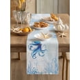 thumbnail image 1 of Ocean Blue Octopus Starfish Shell Table Runner 13x60in Non-Slip Cotton Linen Table Runners, Retro Coastal Sea Creature Dresser Scarves TableRunner for Dinner Kitchen Dining Wedding Party, 1 of 9