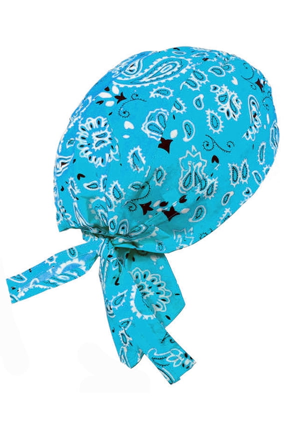 Ocean Blue Paisley Doo Rag Durag Headwrap Cotton Chemo Bandana Skull Cap Mens Womens