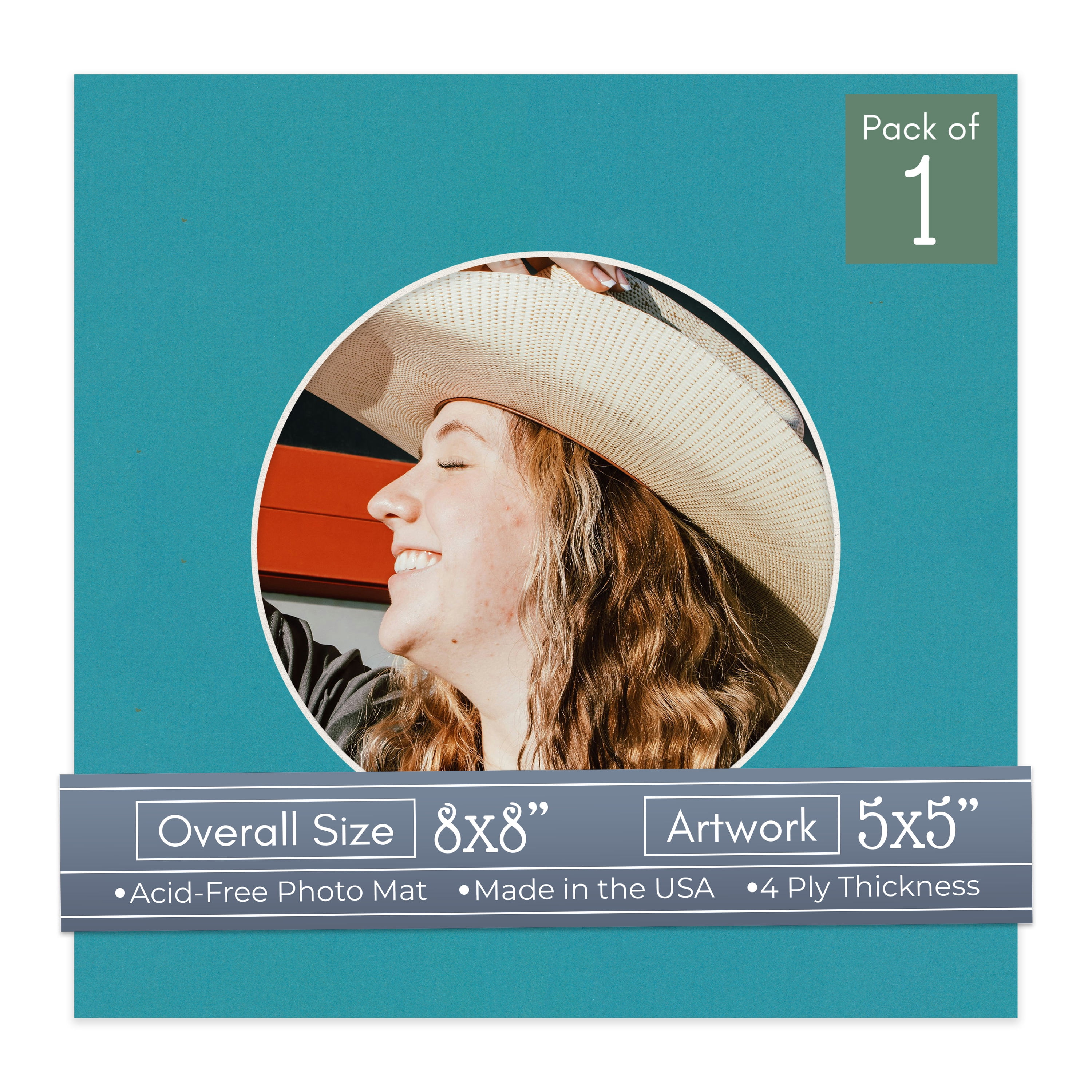 Ocean Blue Picture Frame Mat for 8x8 Frames - Circle Opening for 5x5 ...