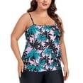thumbnail image 1 of Ocean Blue Removable Straps Women's Plus Size Loose Fit Blouson Bandeau Tankini Top Bathing Suit Strapless Tankinis Floral Swimsuits, 1 of 10