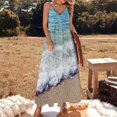 thumbnail image 1 of Ocean Blue Shore Waves Sleeveless Dress Women's skirt women's clothing trend Elegant gown, 1 of 6