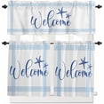 thumbnail image 1 of Ocean Blue Starfish Kitchen Curtains, Coastal Stripes Summer Ocean 3-Piece Kitchen Curtain Valance and Tiers Set 36 Inch Length, Rod Pocket Half Window Curtains for Cafe Living Room Bathroom, 1 of 6