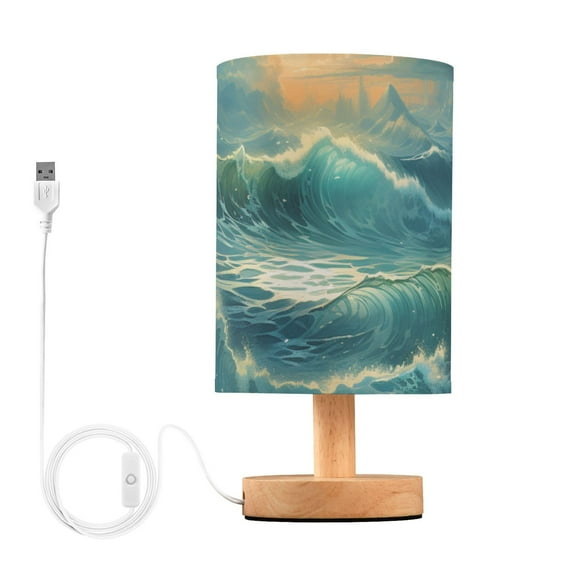 Ocean Blue Table Lamp for Desk Nightstand Lamp with USB Modern Gifts for Bedroom Living Room Kids Room