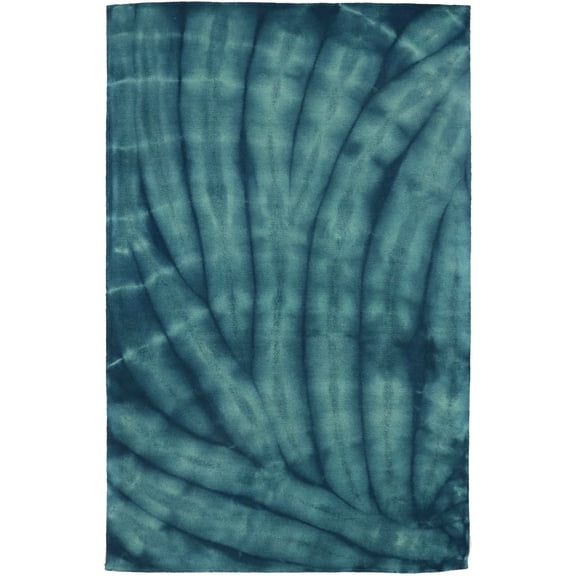 Ocean Blue Tie-Dye 5X8 Hand-Tufted Modern Rug