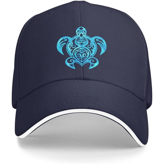 Ocean Blue Tribal Hawaiian Sea Turtle Baseball Cap Women Cowboy Hat Trucker Hat Men Dad Hat Snapback Hat Black