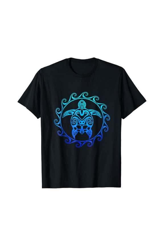 Ocean Blue Tribal Hawaiian Sea Turtle T-Shirt
