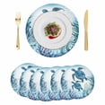thumbnail image 1 of Ocean Blue Turtles Round 13 Inch Placemats Set of 6, Coastal Octopus Coral Nautical Starfish HeatResistant Non Slip Place Mats for Dining Table, Wipeable Braided Kitchen Table Mats for Housewarming, 1 of 9