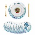 thumbnail image 1 of Ocean Blue Turtles Round 13 Inch Placemats Set of 8, Coastal Octopus Coral Nautical Seagrass HeatResistant Non Slip Place Mats for Dining Table, Wipeable Braided Kitchen Table Mats for Housewarming, 1 of 9