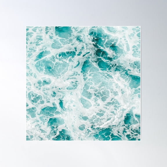 Ocean Blue Waves Poster Wall Art, Modern Wall Decor For Living Room Bedroom, 24x24 UNFRAMED