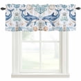 thumbnail image 1 of Ocean Blue Whale Seaweed Window Valance Curtain Shell Starfish Rod Pocket Short Curtain for Living Room, Bedroom & Kitchen Window Decor 42x18in, 1 of 8