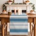 thumbnail image 1 of Ocean Blue White Stripe Table Runner, Modern Abstract Sea Blue Striped Cotton Linen Kitchen Table Decoration Washable Dining Tabletop Runners for Home Party Decor 13x36 Inches, 1 of 9