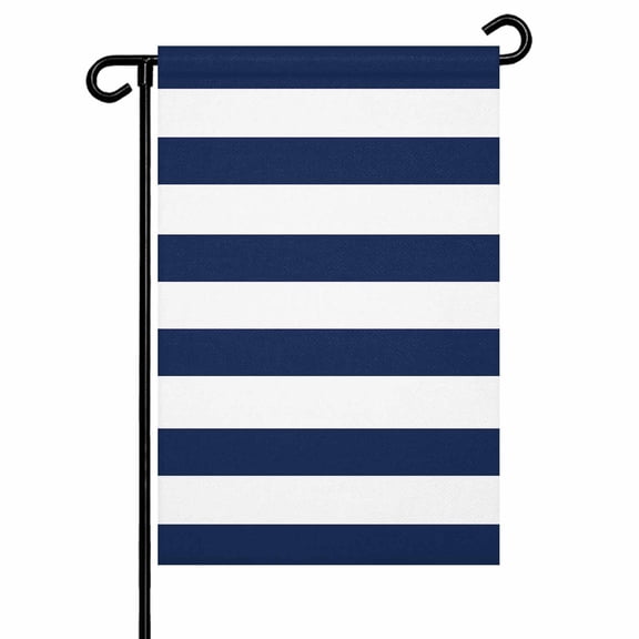 Ocean Blue White Striped Pattern Garden Flags for Outside Minimalist Double Sided Yard Flags Outdoor House Decoration, Small 12X18 Inch,