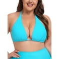thumbnail image 1 of Ocean Blue Women's Plus Size Push Up Triangle Bikini Top Cheeky Halter bikini Swimsuit Sexy Blue Bathing Buit Top Size L, 1 of 9