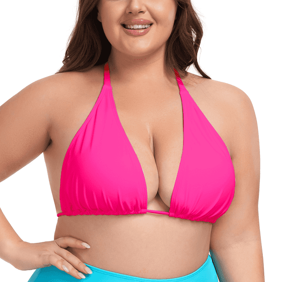Ocean Blue Women's Plus Size Swimsuits for All Women Halter Bikini Top Bathing Suit