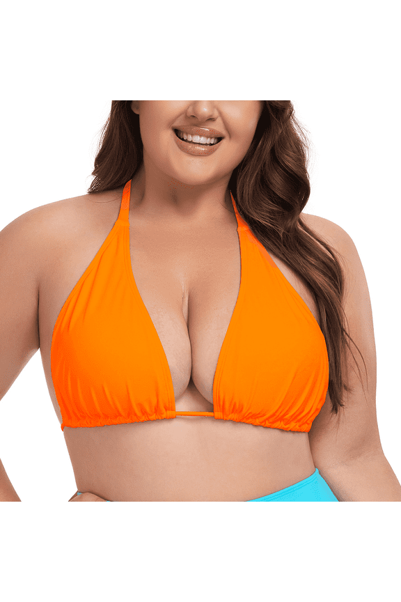 Ocean Blue Women's Plus Size Swimsuits for All Women Halter Bikini Top Bathing Suit