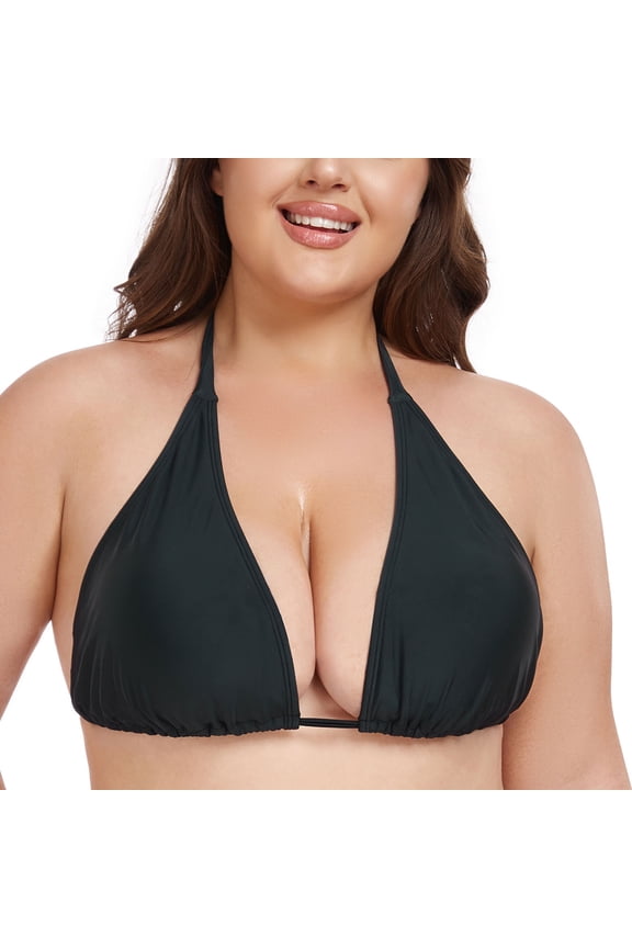 Ocean Blue Women's Plus Size Swimsuits for All Women Halter Bikini Top Bathing Suit